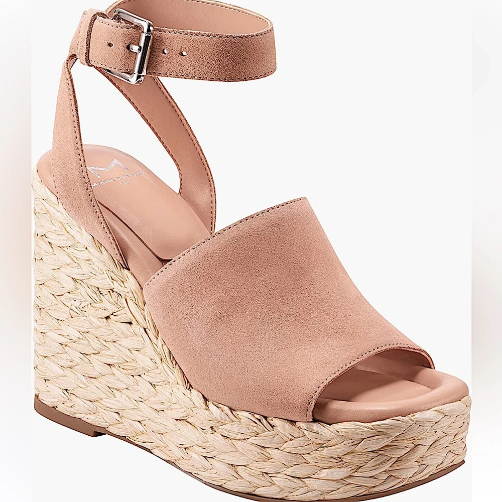 NWT Marc Fisher LTD Wedge Sandals Pink Platform Shoes  New in Box